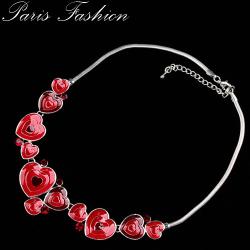 COLLIER EN EMAIL STRASS DE VERRE rouge