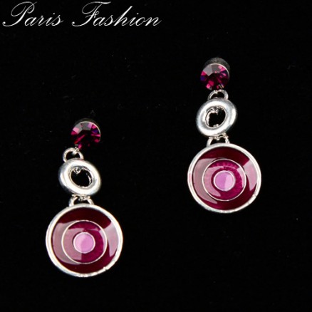 BOUCLES D'OREILLES EN EN EMAIL RONDES violettes