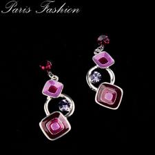 BOUCLES D'OREILLES EMAIL carr&eacute; violet